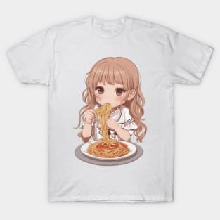 Cute girl eating spaghetti T-Shirt